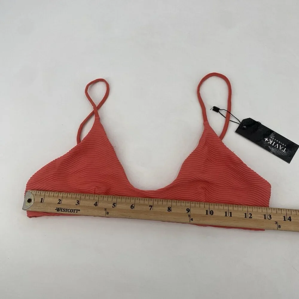 Tavik Size M Nahla Bralette Textured Camillia Solid Bikini Top Swimwear NWT